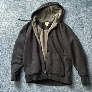 LL Bean Men’s insulated lined zip up hoodie black Med Tall